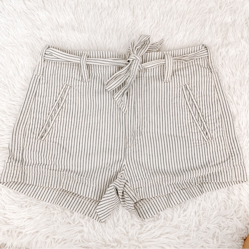 American Eagle Blue & White Pin Striped Tie Shorts